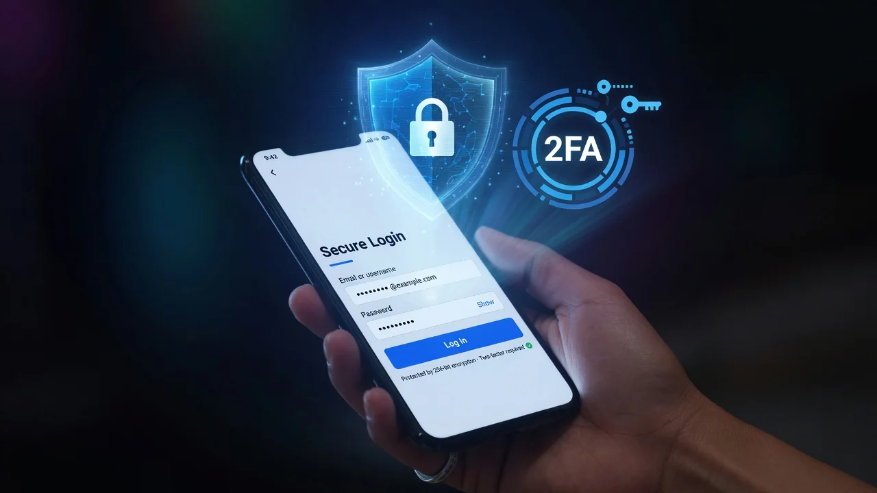 Schermata di login sicuro con autenticazione a due fattori