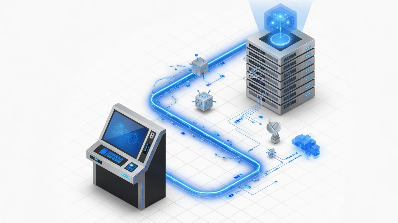 Schema logico della connettività di rete tra terminale VLT e server centrale
