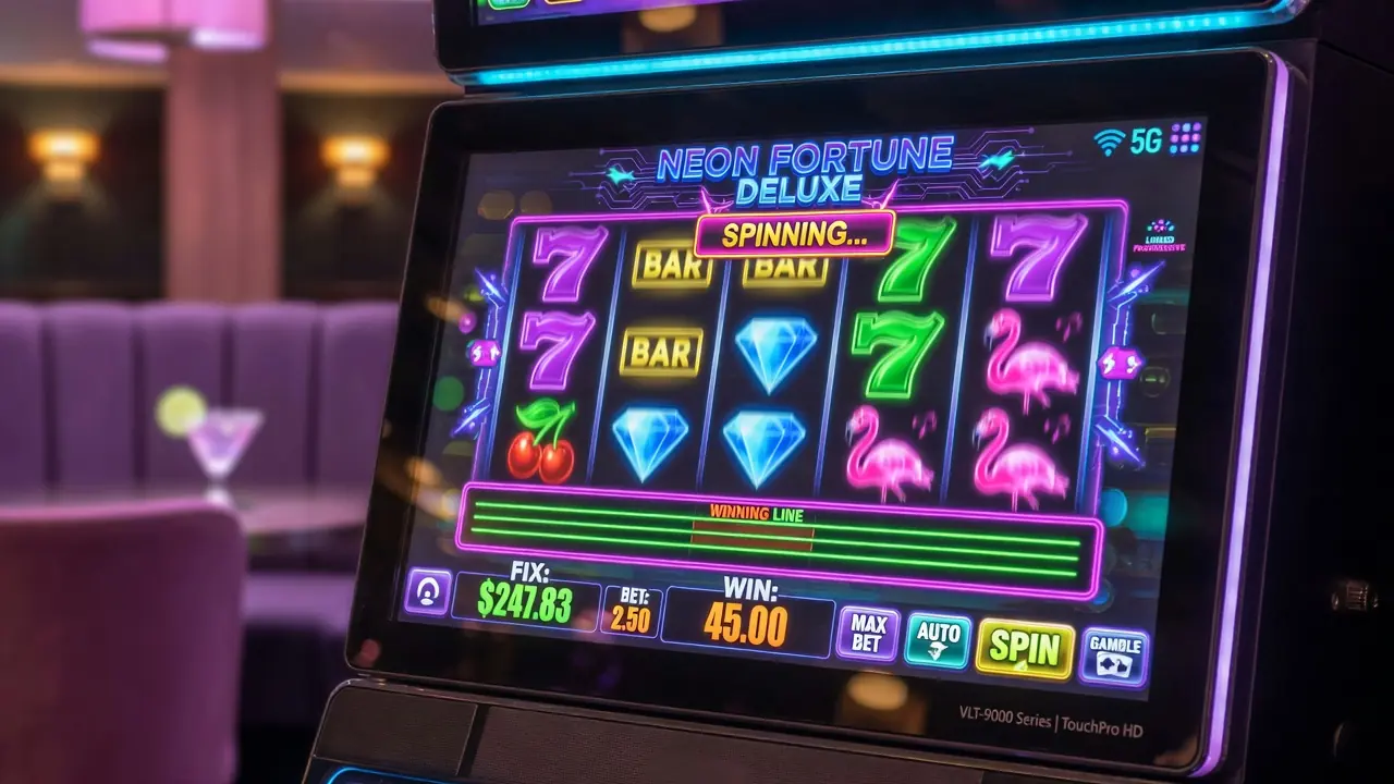 Interfaccia di gioco moderna di una VLT collegata alla rete SOGEI