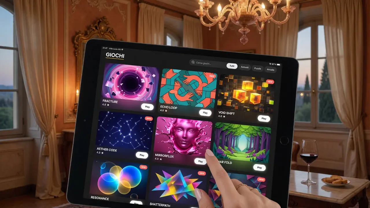 Menu di selezione giochi in una piattaforma VLT
